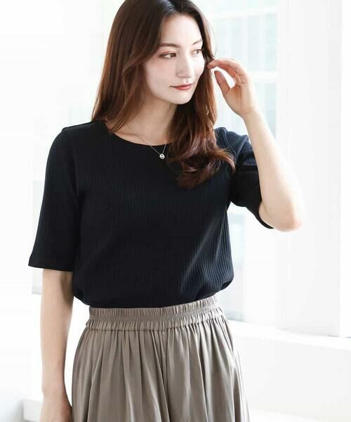 MK MICHEL KLEIN / エムケーミッシェルクラン カットソー | ワイドテレコリブカットソー/洗える | 詳細1