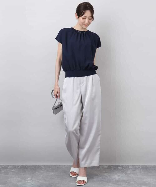 MK MICHEL KLEIN / エムケーミッシェルクラン チノ・ワークパンツ | リラックスサテンテーパードパンツ/洗える | 詳細15