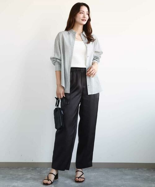 MK MICHEL KLEIN / エムケーミッシェルクラン チノ・ワークパンツ | リラックスサテンテーパードパンツ/洗える | 詳細2