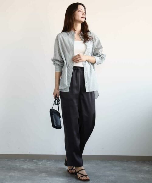 MK MICHEL KLEIN / エムケーミッシェルクラン チノ・ワークパンツ | リラックスサテンテーパードパンツ/洗える | 詳細4