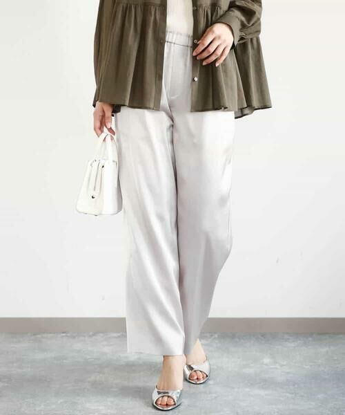 MK MICHEL KLEIN / エムケーミッシェルクラン チノ・ワークパンツ | リラックスサテンテーパードパンツ/洗える | 詳細5