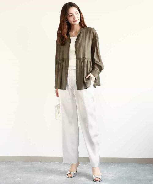 MK MICHEL KLEIN / エムケーミッシェルクラン チノ・ワークパンツ | リラックスサテンテーパードパンツ/洗える | 詳細7