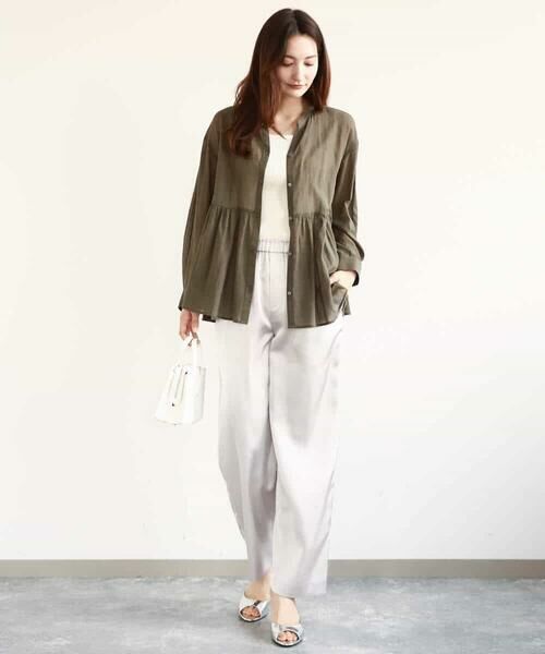 MK MICHEL KLEIN / エムケーミッシェルクラン チノ・ワークパンツ | リラックスサテンテーパードパンツ/洗える | 詳細8