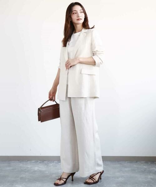 MK MICHEL KLEIN / エムケーミッシェルクラン チノ・ワークパンツ | リネン混イージーワイドパンツ/洗える | 詳細11