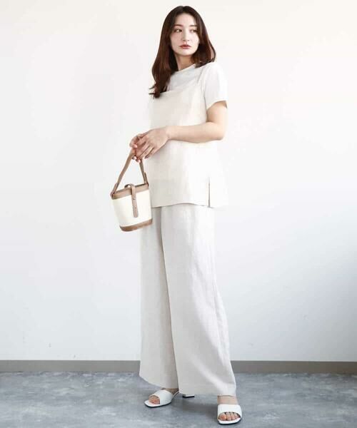 MK MICHEL KLEIN / エムケーミッシェルクラン チノ・ワークパンツ | リネン混イージーワイドパンツ/洗える | 詳細15