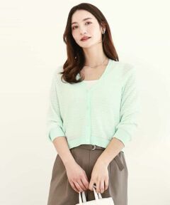 MK MICHEL KLEIN / エムケーミッシェルクラン カーディガン・ボレロ | ツイード調ブークレ編みニットカーディガン/洗える