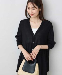 MK MICHEL KLEIN / エムケーミッシェルクラン カーディガン・ボレロ | ペプラムデザインVネックニットカーディガン/接触冷感/UVカット/洗える