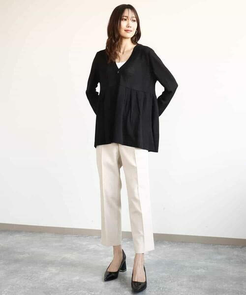 MK MICHEL KLEIN / エムケーミッシェルクラン カーディガン・ボレロ | ペプラムデザインVネックニットカーディガン/接触冷感/UVカット/洗える | 詳細9