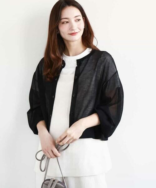 MK MICHEL KLEIN / エムケーミッシェルクラン カーディガン・ボレロ | ショート丈シアーニットカーディガン/接触冷感/洗える | 詳細25