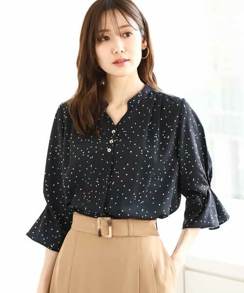 MK MICHEL KLEIN / エムケーミッシェルクラン シャツ・ブラウス | カラースクエアプリントブラウス/洗える | 詳細1