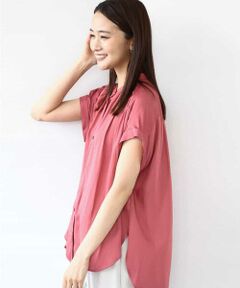 MK MICHEL KLEIN / エムケーミッシェルクラン シャツ・ブラウス | バンドカラーサテンブラウス/接触冷感/洗える