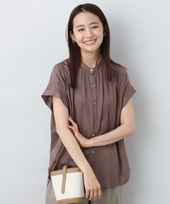 MK MICHEL KLEIN / エムケーミッシェルクラン シャツ・ブラウス | バンドカラーサテンブラウス/接触冷感/洗える