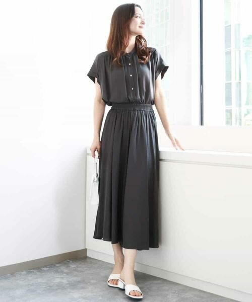 MK MICHEL KLEIN / エムケーミッシェルクラン シャツ・ブラウス | バンドカラーサテンブラウス/接触冷感/洗える | 詳細17