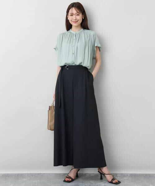 MK MICHEL KLEIN / エムケーミッシェルクラン シャツ・ブラウス | バンドカラーサテンブラウス/接触冷感/洗える | 詳細18