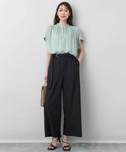 MK MICHEL KLEIN / エムケーミッシェルクラン シャツ・ブラウス | バンドカラーサテンブラウス/接触冷感/洗える | 詳細19