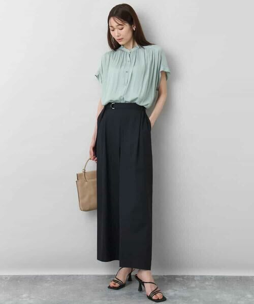 MK MICHEL KLEIN / エムケーミッシェルクラン シャツ・ブラウス | バンドカラーサテンブラウス/接触冷感/洗える | 詳細20