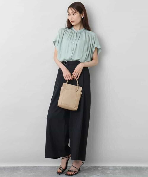 MK MICHEL KLEIN / エムケーミッシェルクラン シャツ・ブラウス | バンドカラーサテンブラウス/接触冷感/洗える | 詳細21