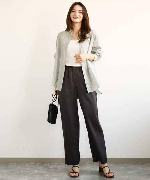 MK MICHEL KLEIN / エムケーミッシェルクラン シャツ・ブラウス | ストライプ柄サッカーシャツブラウス/洗える | 詳細11