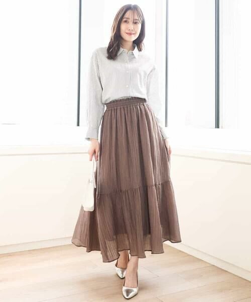 MK MICHEL KLEIN / エムケーミッシェルクラン シャツ・ブラウス | ストライプ柄サッカーシャツブラウス/洗える | 詳細16