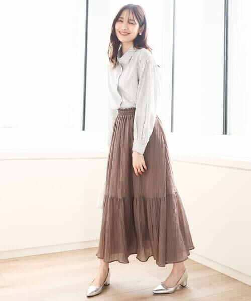 MK MICHEL KLEIN / エムケーミッシェルクラン シャツ・ブラウス | ストライプ柄サッカーシャツブラウス/洗える | 詳細17