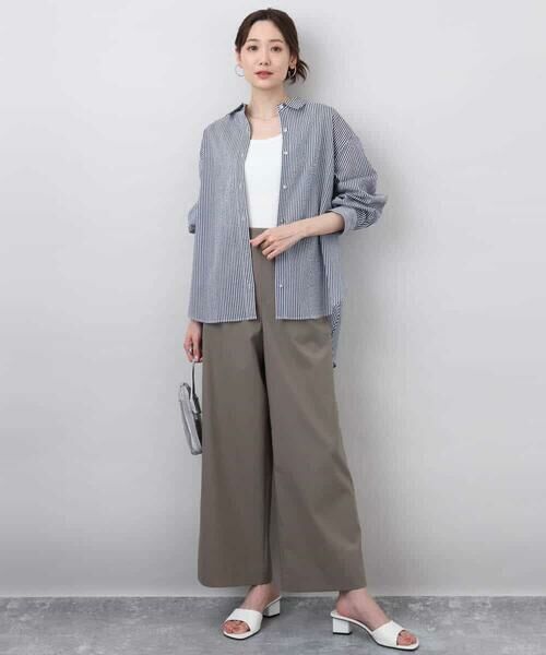 MK MICHEL KLEIN / エムケーミッシェルクラン シャツ・ブラウス | ストライプ柄サッカーシャツブラウス/洗える | 詳細18