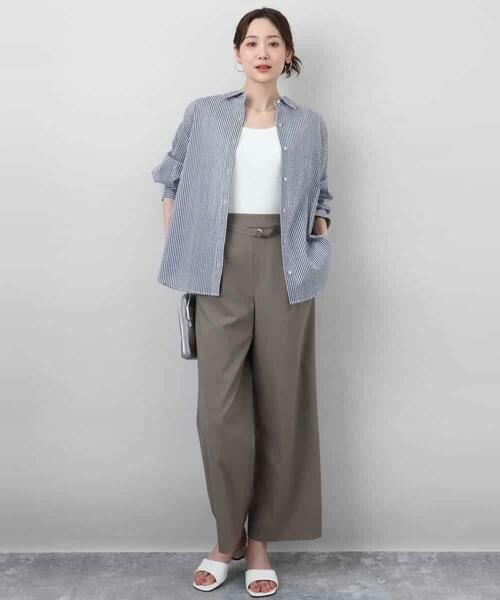 MK MICHEL KLEIN / エムケーミッシェルクラン シャツ・ブラウス | ストライプ柄サッカーシャツブラウス/洗える | 詳細19