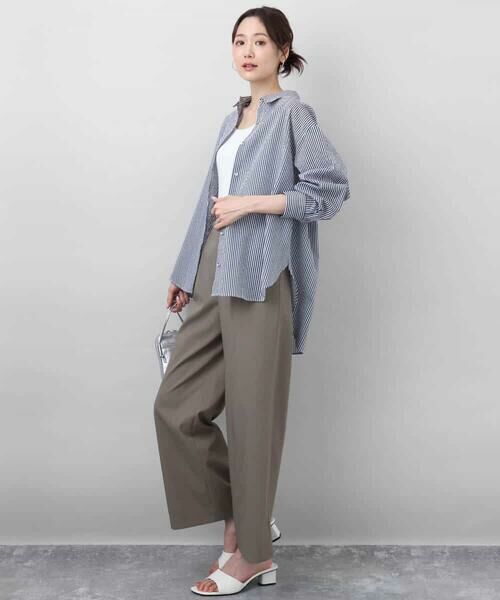 MK MICHEL KLEIN / エムケーミッシェルクラン シャツ・ブラウス | ストライプ柄サッカーシャツブラウス/洗える | 詳細20