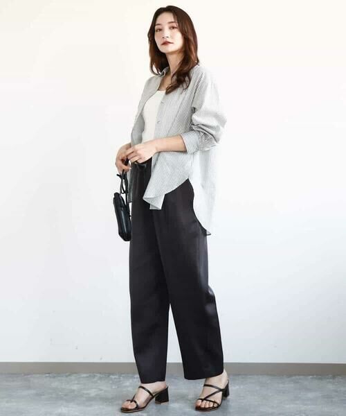 MK MICHEL KLEIN / エムケーミッシェルクラン シャツ・ブラウス | ストライプ柄サッカーシャツブラウス/洗える | 詳細9