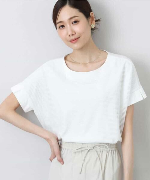 MK MICHEL KLEIN / エムケーミッシェルクラン カットソー | ボーダーチュールカットソー/接触冷感/洗える | 詳細1