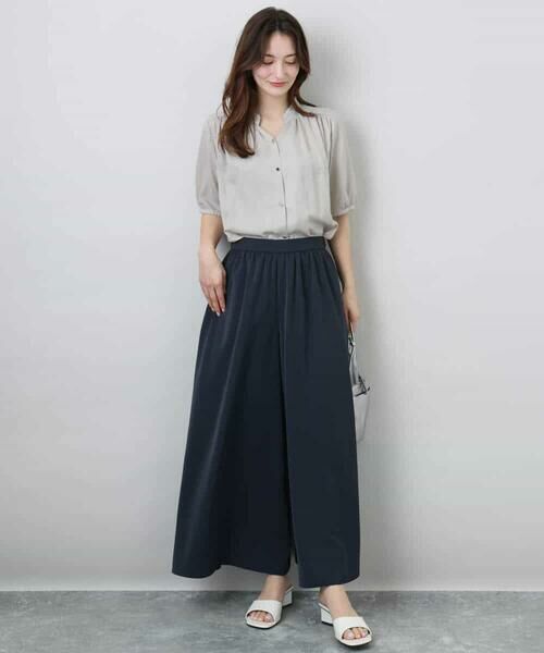 MK MICHEL KLEIN / エムケーミッシェルクラン シャツ・ブラウス | フリルネックデザインサテンブラウス/接触冷感/洗える | 詳細12