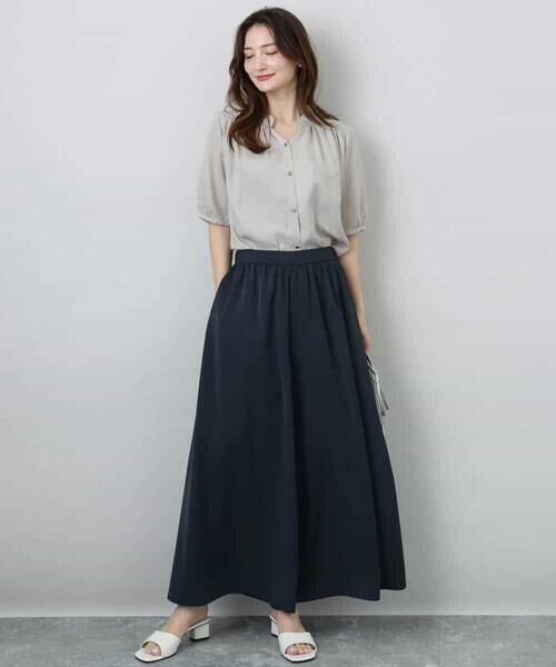 MK MICHEL KLEIN / エムケーミッシェルクラン シャツ・ブラウス | フリルネックデザインサテンブラウス/接触冷感/洗える | 詳細14