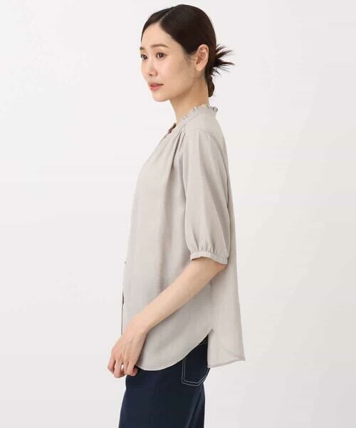 MK MICHEL KLEIN / エムケーミッシェルクラン シャツ・ブラウス | フリルネックデザインサテンブラウス/接触冷感/洗える | 詳細16