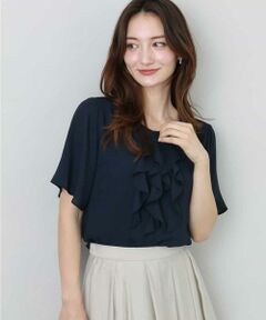 MK MICHEL KLEIN / エムケーミッシェルクラン シャツ・ブラウス | フリルディティールジョーゼットブラウス/洗える