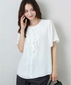 MK MICHEL KLEIN / エムケーミッシェルクラン シャツ・ブラウス | フリルディティールジョーゼットブラウス/洗える