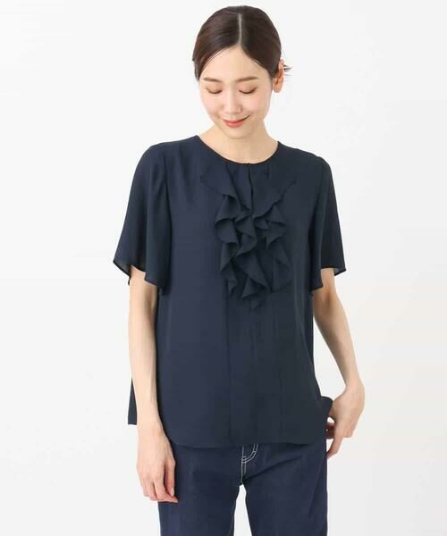 MK MICHEL KLEIN / エムケーミッシェルクラン シャツ・ブラウス | フリルディティールジョーゼットブラウス/洗える | 詳細26