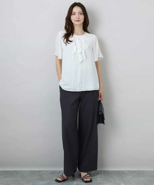 MK MICHEL KLEIN / エムケーミッシェルクラン シャツ・ブラウス | フリルディティールジョーゼットブラウス/洗える | 詳細3