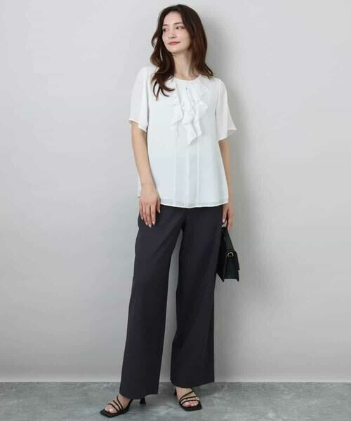 MK MICHEL KLEIN / エムケーミッシェルクラン シャツ・ブラウス | フリルディティールジョーゼットブラウス/洗える | 詳細4