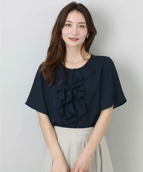 MK MICHEL KLEIN / エムケーミッシェルクラン シャツ・ブラウス | フリルディティールジョーゼットブラウス/洗える | 詳細9