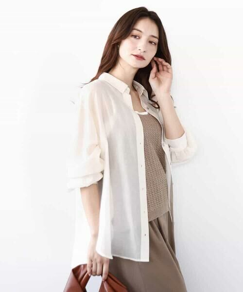 MK MICHEL KLEIN / エムケーミッシェルクラン シャツ・ブラウス | シアーシャツブラウス/洗える | 詳細1