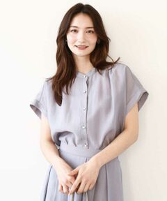 MK MICHEL KLEIN / エムケーミッシェルクラン シャツ・ブラウス | バンドカラーシアーブラウス/洗える