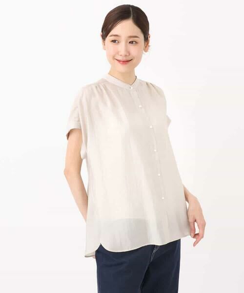 MK MICHEL KLEIN / エムケーミッシェルクラン シャツ・ブラウス | バンドカラーシアーブラウス/洗える | 詳細20