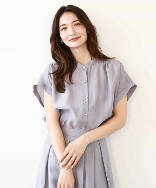 MK MICHEL KLEIN / エムケーミッシェルクラン シャツ・ブラウス | バンドカラーシアーブラウス/洗える | 詳細6