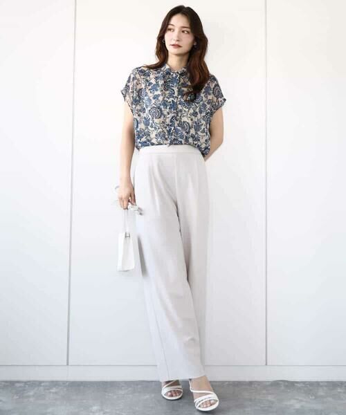更紗プリント花柄シフォンブラウス/前後2way/洗える （シャツ