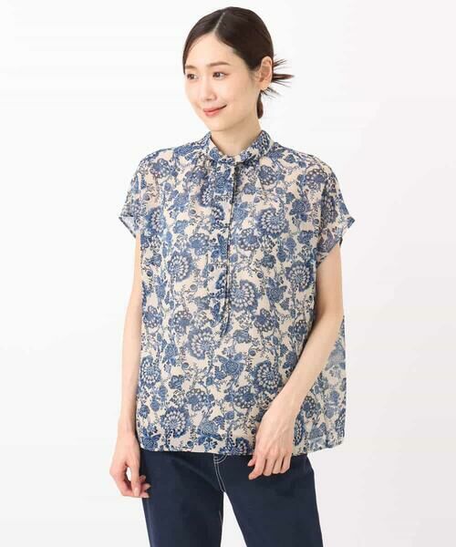 MK MICHEL KLEIN / エムケーミッシェルクラン シャツ・ブラウス | 更紗プリント花柄シフォンブラウス/前後2way/洗える | 詳細14