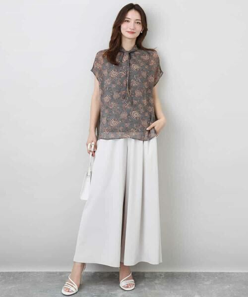 MK MICHEL KLEIN / エムケーミッシェルクラン シャツ・ブラウス | 更紗プリント花柄シフォンブラウス/前後2way/洗える | 詳細2