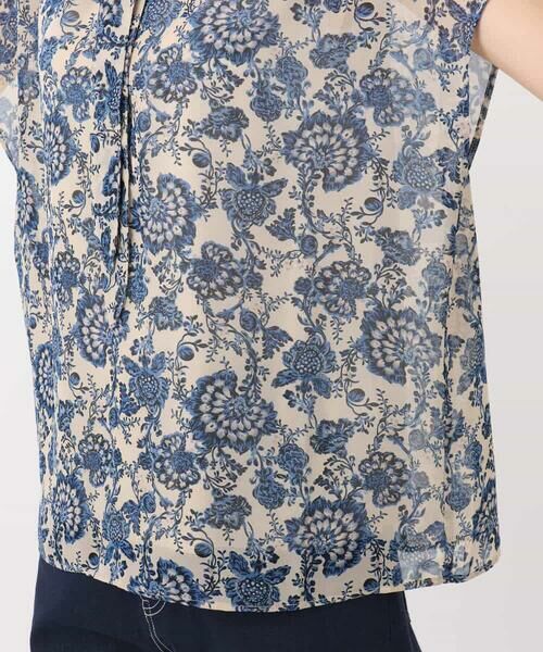 更紗プリント花柄シフォンブラウス/前後2way/洗える （シャツ