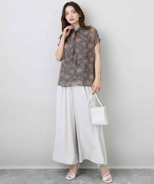 MK MICHEL KLEIN / エムケーミッシェルクラン シャツ・ブラウス | 更紗プリント花柄シフォンブラウス/前後2way/洗える | 詳細4