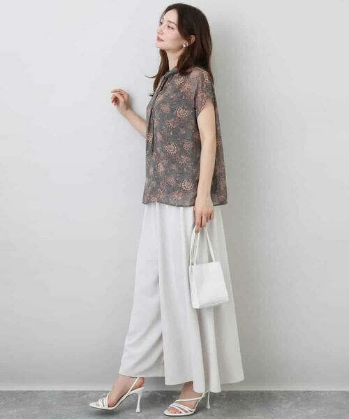 MK MICHEL KLEIN / エムケーミッシェルクラン シャツ・ブラウス | 更紗プリント花柄シフォンブラウス/前後2way/洗える | 詳細5