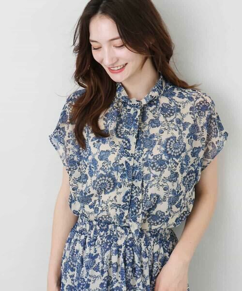 MK MICHEL KLEIN / エムケーミッシェルクラン シャツ・ブラウス | 更紗プリント花柄シフォンブラウス/前後2way/洗える | 詳細6