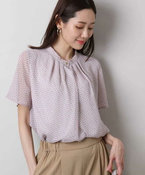 MK MICHEL KLEIN / エムケーミッシェルクラン シャツ・ブラウス | スクエアドット柄フレアスリーブブラウス/洗える | 詳細1